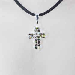 Pendant 40cm - Stella-Black Suedine - Pendant 40cm - Laiton argenté